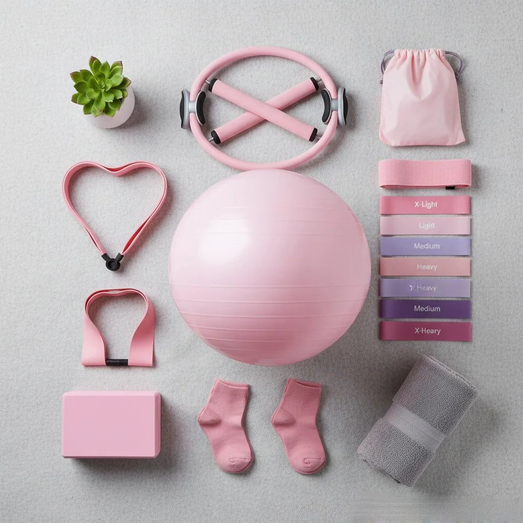 13 PCS Complete Pilates Set: Exercise Ball, Resistance Bands, Pilates Ring & More for Home Workouts